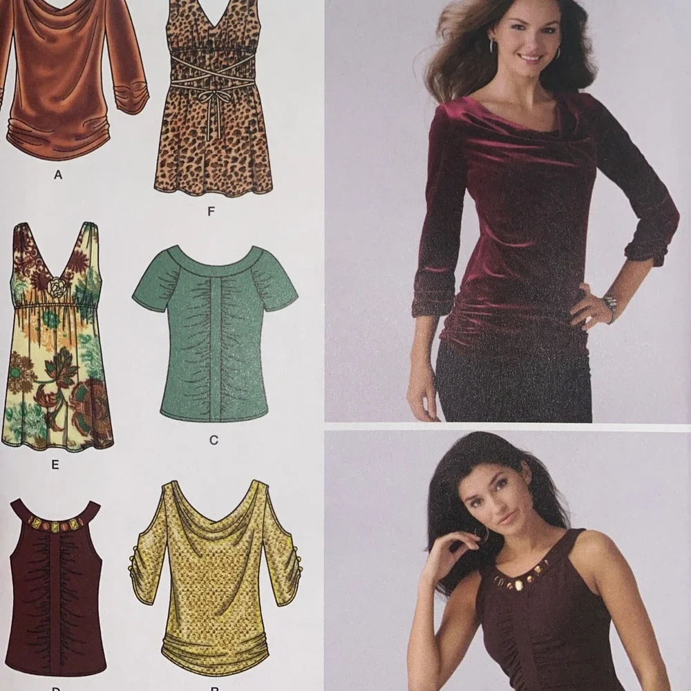 Simplicity 3536 Misses Knit Tops Sewing Pattern Sizes 12-20 Uncut Cowl Neck